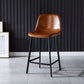 Contemporary Counter Stool Faux Leather Living Room Bar Stool with Metal Legs Khaki 1 Piece Counter Stool(26"H) Clearhalo 'Bar Furniture' 'Bar Stools' 'bar_stools' 'furn' 'furn_bar_stools' 'Furniture' 'Kitchen & Dining Furniture' 6276399