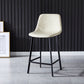 Contemporary Counter Stool Faux Leather Living Room Bar Stool with Metal Legs Off-White 1 Piece Counter Stool(26"H) Clearhalo 'Bar Furniture' 'Bar Stools' 'bar_stools' 'furn' 'furn_bar_stools' 'Furniture' 'Kitchen & Dining Furniture' 6276401
