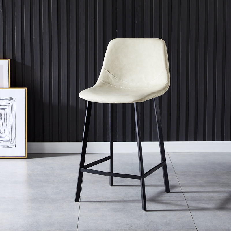 Contemporary Counter Stool Faux Leather Living Room Bar Stool with Metal Legs Off-White 1 Piece Counter Stool(26"H) Clearhalo 'Bar Furniture' 'Bar Stools' 'bar_stools' 'furn' 'furn_bar_stools' 'Furniture' 'Kitchen & Dining Furniture' 6276401