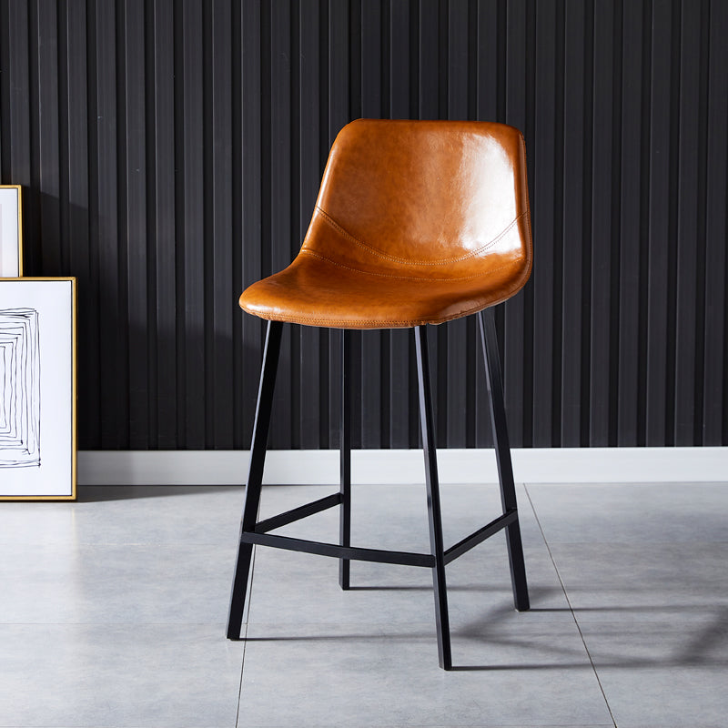 Contemporary Counter Stool Faux Leather Living Room Bar Stool with Metal Legs Light Brown 1 Piece Counter Stool(26"H) Clearhalo 'Bar Furniture' 'Bar Stools' 'bar_stools' 'furn' 'furn_bar_stools' 'Furniture' 'Kitchen & Dining Furniture' 6276402