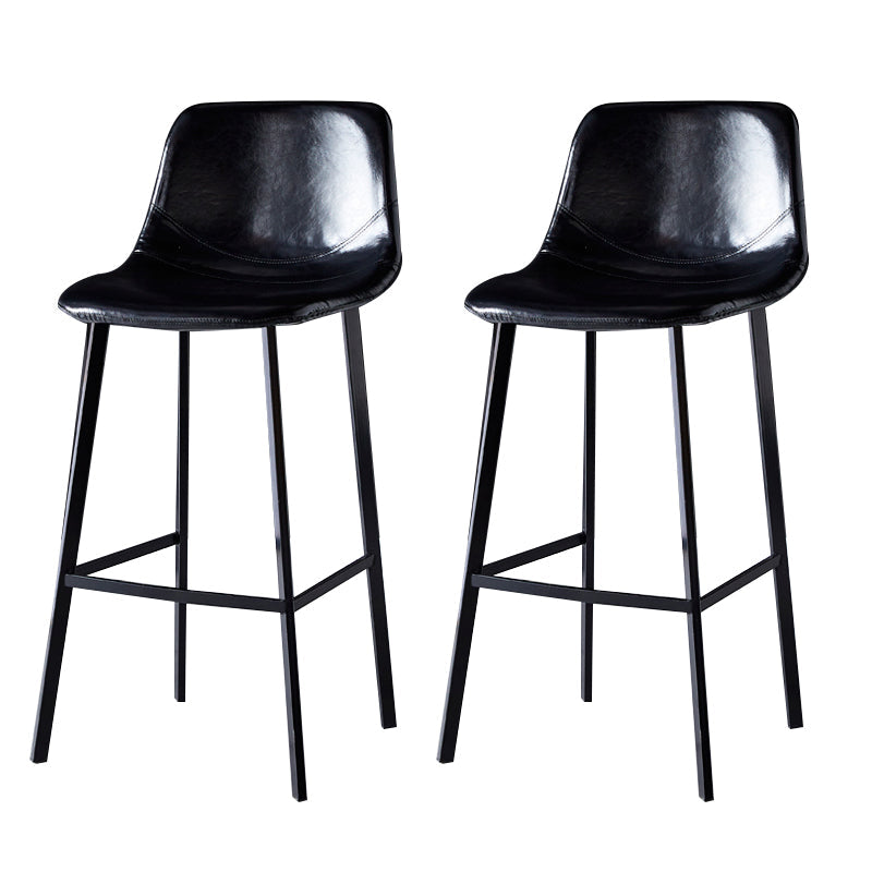 Contemporary Counter Stool Faux Leather Living Room Bar Stool with Metal Legs Black 2 Piece Set Bar Stool(30"H) Clearhalo 'Bar Furniture' 'Bar Stools' 'bar_stools' 'furn' 'furn_bar_stools' 'Furniture' 'Kitchen & Dining Furniture' 6276406