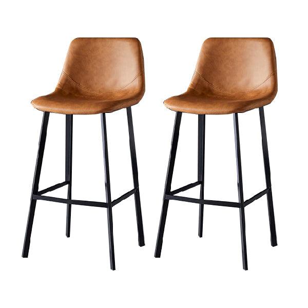 Contemporary Counter Stool Faux Leather Living Room Bar Stool with Metal Legs Brown 2 Piece Set Bar Stool(30"H) Clearhalo 'Bar Furniture' 'Bar Stools' 'bar_stools' 'furn' 'furn_bar_stools' 'Furniture' 'Kitchen & Dining Furniture' 6276407