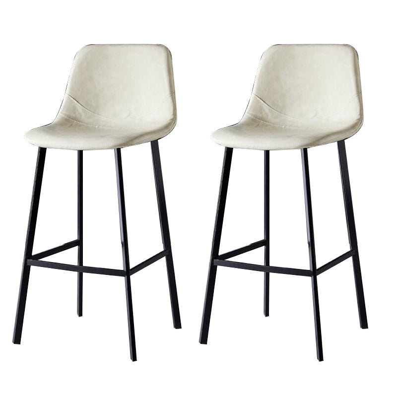 Contemporary Counter Stool Faux Leather Living Room Bar Stool with Metal Legs Off-White 2 Piece Set Bar Stool(30"H) Clearhalo 'Bar Furniture' 'Bar Stools' 'bar_stools' 'furn' 'furn_bar_stools' 'Furniture' 'Kitchen & Dining Furniture' 6276411