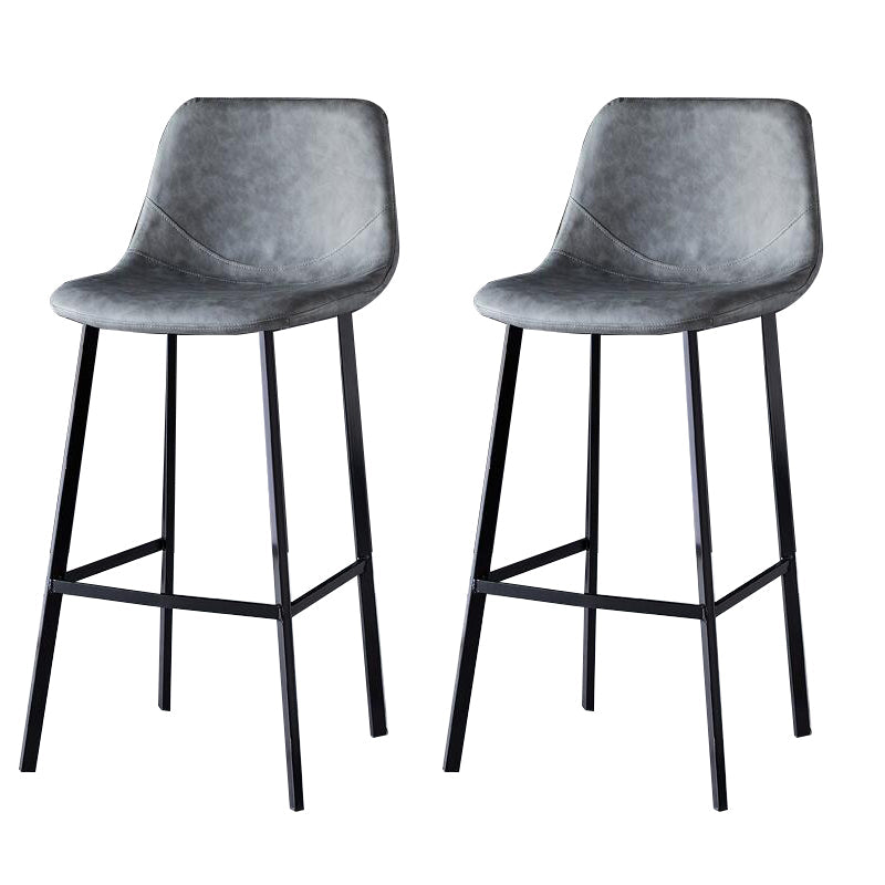 Contemporary Counter Stool Faux Leather Living Room Bar Stool with Metal Legs Grey 2 Piece Set Bar Stool(30"H) Clearhalo 'Bar Furniture' 'Bar Stools' 'bar_stools' 'furn' 'furn_bar_stools' 'Furniture' 'Kitchen & Dining Furniture' 6276414