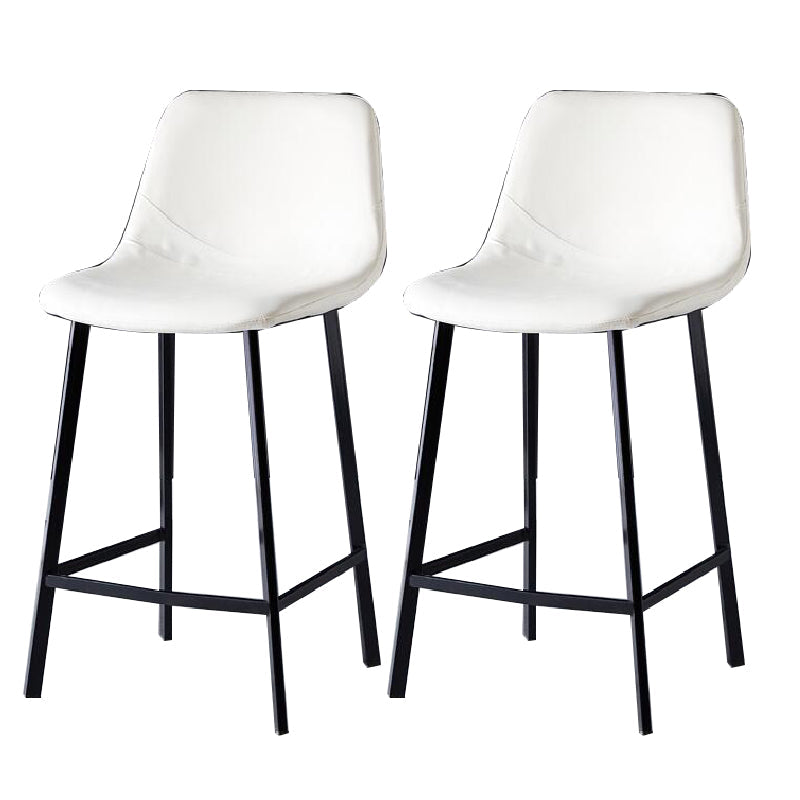 Contemporary Counter Stool Faux Leather Living Room Bar Stool with Metal Legs White 2 Piece Set Counter Stool(26"H) Clearhalo 'Bar Furniture' 'Bar Stools' 'bar_stools' 'furn' 'furn_bar_stools' 'Furniture' 'Kitchen & Dining Furniture' 6276415