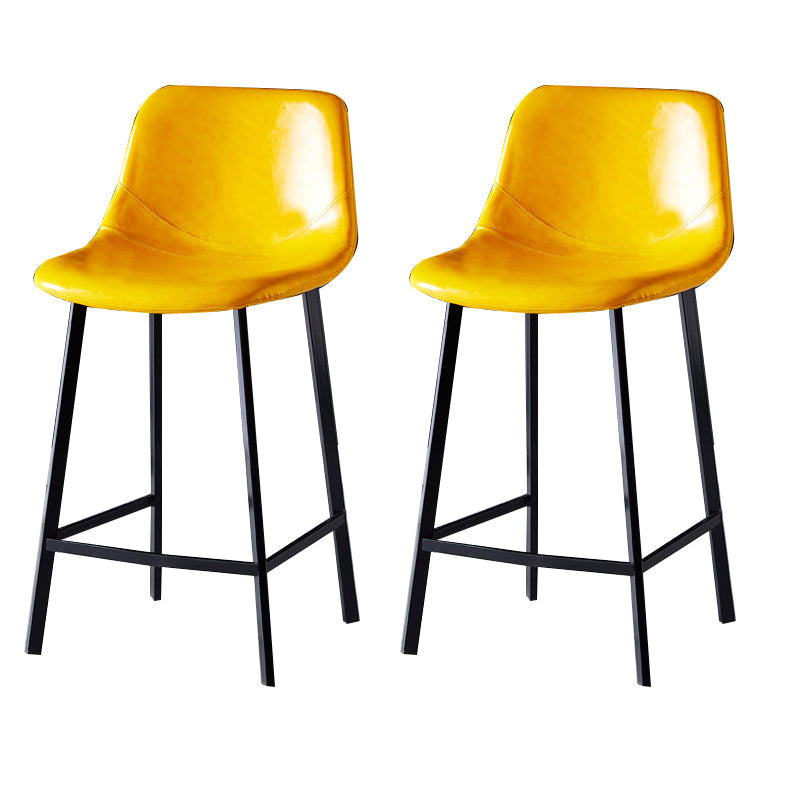 Contemporary Counter Stool Faux Leather Living Room Bar Stool with Metal Legs Yellow 2 Piece Set Counter Stool(26"H) Clearhalo 'Bar Furniture' 'Bar Stools' 'bar_stools' 'furn' 'furn_bar_stools' 'Furniture' 'Kitchen & Dining Furniture' 6276416