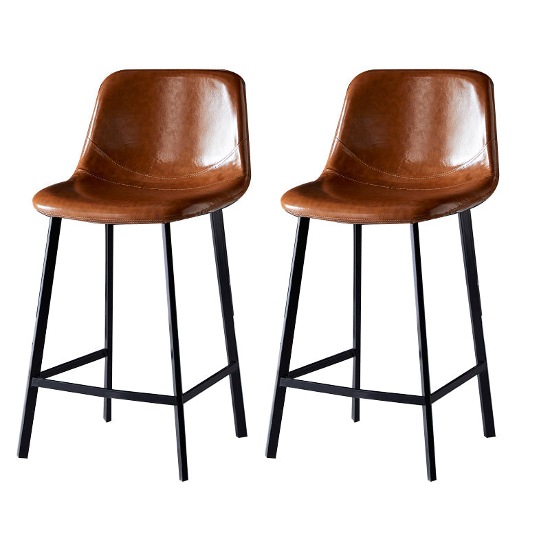 Contemporary Counter Stool Faux Leather Living Room Bar Stool with Metal Legs Khaki 2 Piece Set Bar Stool(30"H) Clearhalo 'Bar Furniture' 'Bar Stools' 'bar_stools' 'furn' 'furn_bar_stools' 'Furniture' 'Kitchen & Dining Furniture' 6276417