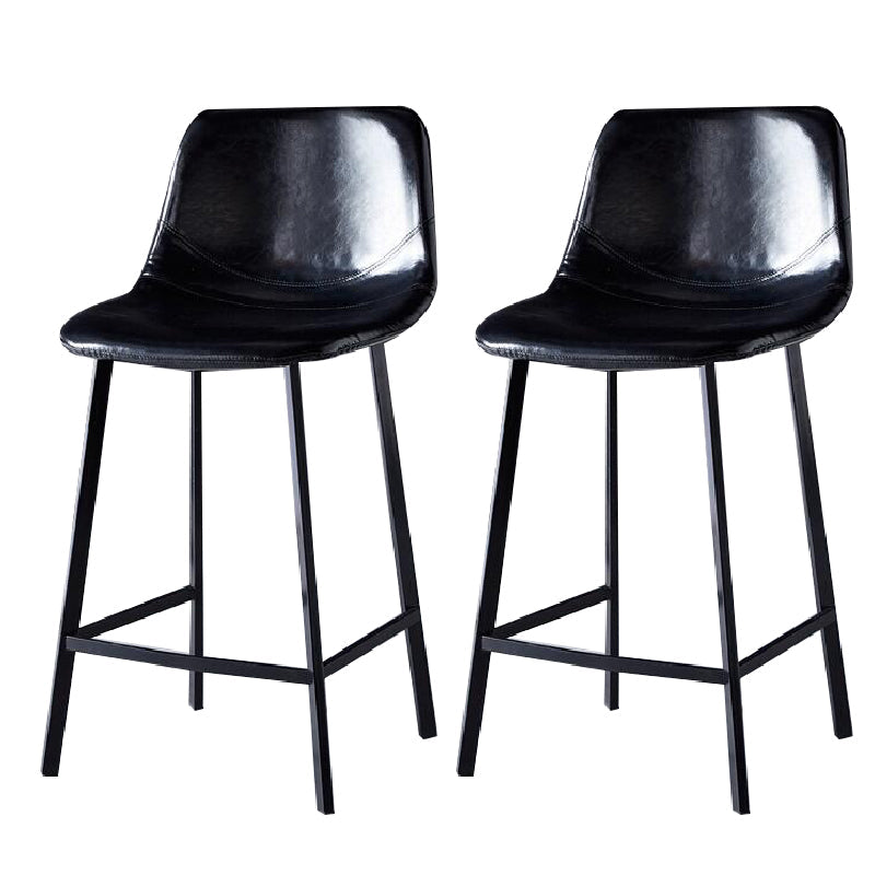 Contemporary Counter Stool Faux Leather Living Room Bar Stool with Metal Legs Black 2 Piece Set Counter Stool(26"H) Clearhalo 'Bar Furniture' 'Bar Stools' 'bar_stools' 'furn' 'furn_bar_stools' 'Furniture' 'Kitchen & Dining Furniture' 6276418