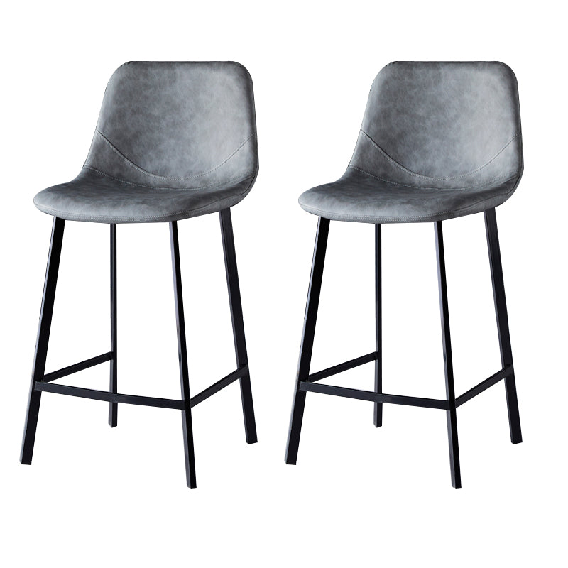 Contemporary Counter Stool Faux Leather Living Room Bar Stool with Metal Legs Grey 2 Piece Set Counter Stool(26"H) Clearhalo 'Bar Furniture' 'Bar Stools' 'bar_stools' 'furn' 'furn_bar_stools' 'Furniture' 'Kitchen & Dining Furniture' 6276419