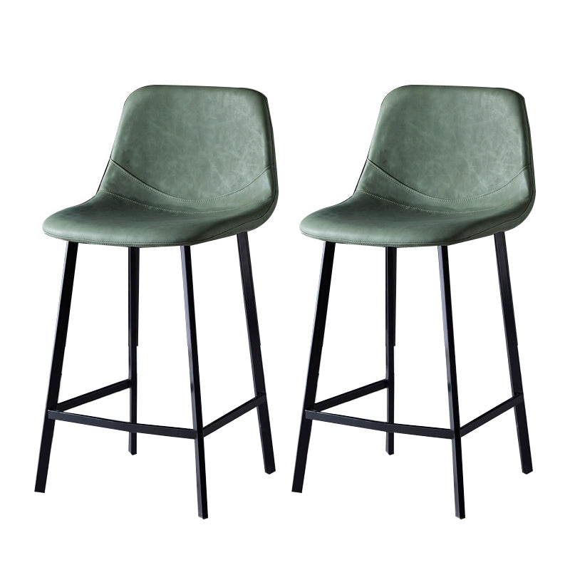 Contemporary Counter Stool Faux Leather Living Room Bar Stool with Metal Legs Green 2 Piece Set Counter Stool(26"H) Clearhalo 'Bar Furniture' 'Bar Stools' 'bar_stools' 'furn' 'furn_bar_stools' 'Furniture' 'Kitchen & Dining Furniture' 6276421
