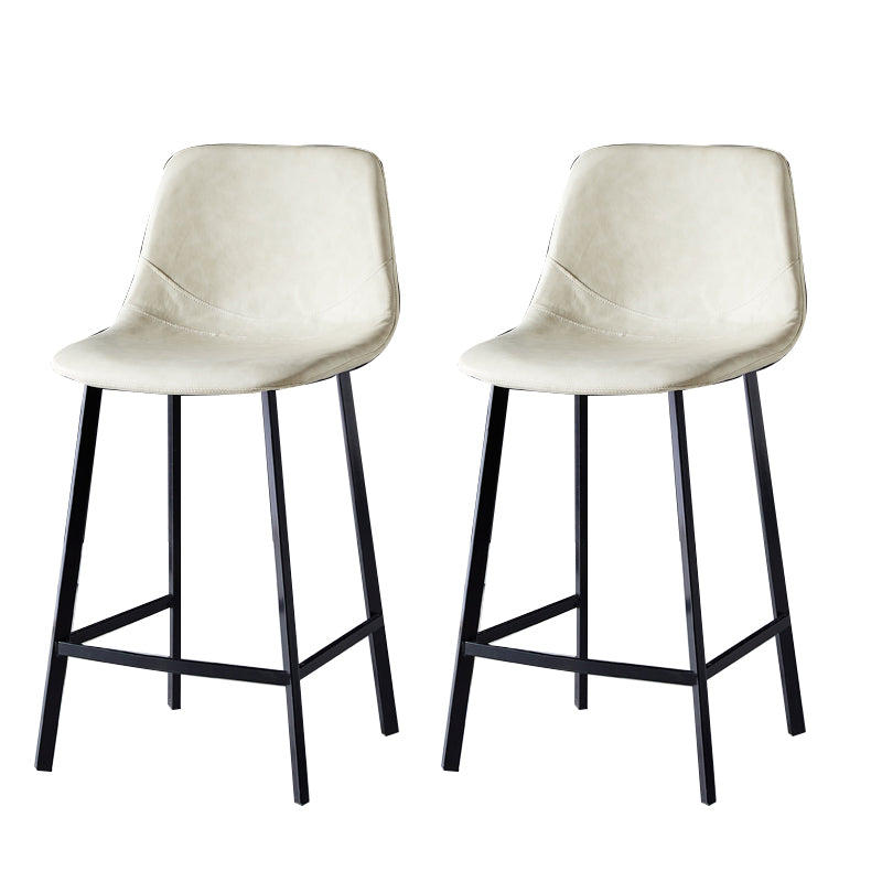 Contemporary Counter Stool Faux Leather Living Room Bar Stool with Metal Legs Off-White 2 Piece Set Counter Stool(26"H) Clearhalo 'Bar Furniture' 'Bar Stools' 'bar_stools' 'furn' 'furn_bar_stools' 'Furniture' 'Kitchen & Dining Furniture' 6276423