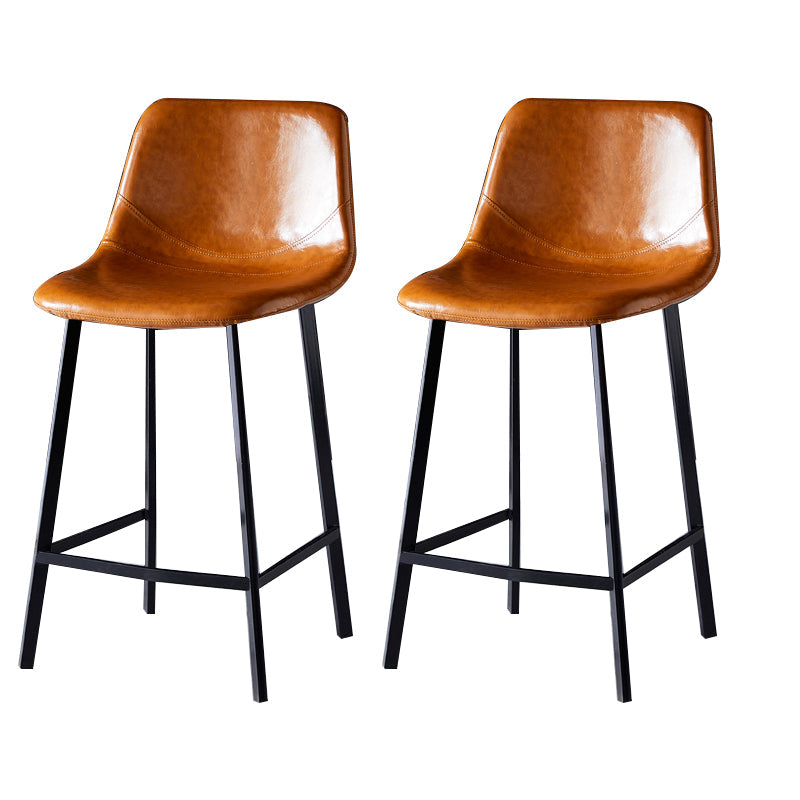 Contemporary Counter Stool Faux Leather Living Room Bar Stool with Metal Legs Light Brown 2 Piece Set Bar Stool(30"H) Clearhalo 'Bar Furniture' 'Bar Stools' 'bar_stools' 'furn' 'furn_bar_stools' 'Furniture' 'Kitchen & Dining Furniture' 6276424