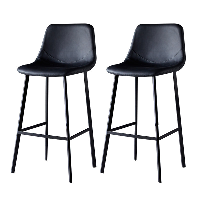 Contemporary Counter Stool Faux Leather Living Room Bar Stool with Metal Legs Matte Black 2 Piece Set Bar Stool(30"H) Clearhalo 'Bar Furniture' 'Bar Stools' 'bar_stools' 'furn' 'furn_bar_stools' 'Furniture' 'Kitchen & Dining Furniture' 6276425