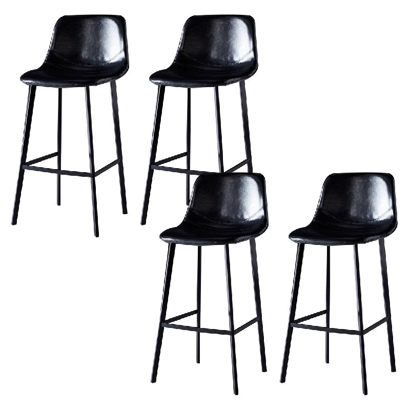 Contemporary Counter Stool Faux Leather Living Room Bar Stool with Metal Legs Black 4 Piece Set Bar Stool(30"H) Clearhalo 'Bar Furniture' 'Bar Stools' 'bar_stools' 'furn' 'furn_bar_stools' 'Furniture' 'Kitchen & Dining Furniture' 6276426