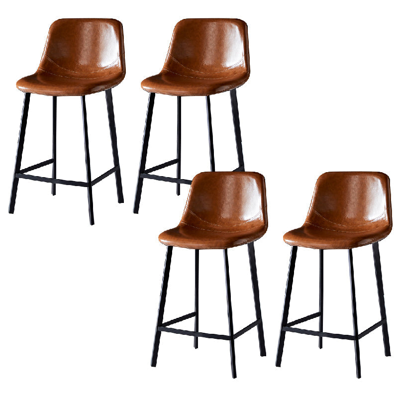 Contemporary Counter Stool Faux Leather Living Room Bar Stool with Metal Legs Khaki 4 Piece Set Counter Stool(26"H) Clearhalo 'Bar Furniture' 'Bar Stools' 'bar_stools' 'furn' 'furn_bar_stools' 'Furniture' 'Kitchen & Dining Furniture' 6276427