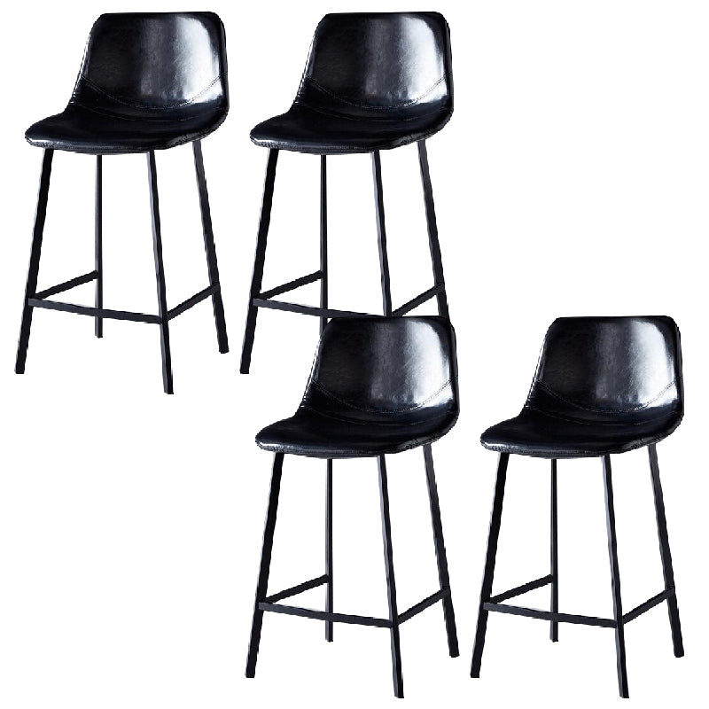 Contemporary Counter Stool Faux Leather Living Room Bar Stool with Metal Legs Black 4 Piece Set Counter Stool(26"H) Clearhalo 'Bar Furniture' 'Bar Stools' 'bar_stools' 'furn' 'furn_bar_stools' 'Furniture' 'Kitchen & Dining Furniture' 6276428