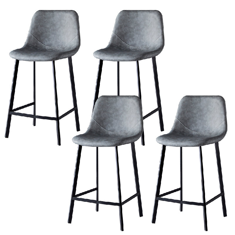 Contemporary Counter Stool Faux Leather Living Room Bar Stool with Metal Legs Grey 4 Piece Set Counter Stool(26"H) Clearhalo 'Bar Furniture' 'Bar Stools' 'bar_stools' 'furn' 'furn_bar_stools' 'Furniture' 'Kitchen & Dining Furniture' 6276429