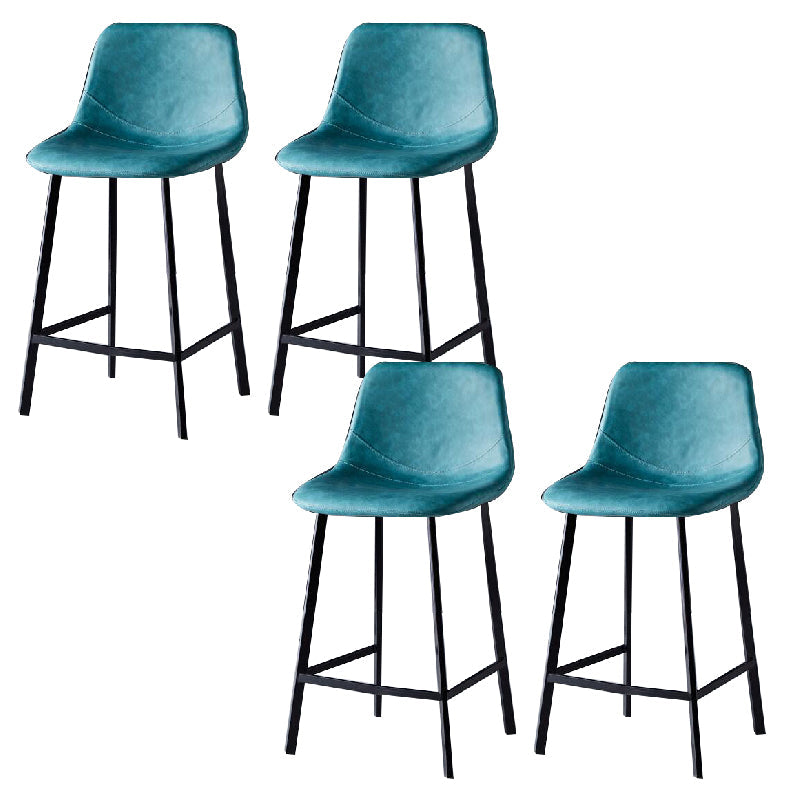 Contemporary Counter Stool Faux Leather Living Room Bar Stool with Metal Legs Lake Green 4 Piece Set Counter Stool(26"H) Clearhalo 'Bar Furniture' 'Bar Stools' 'bar_stools' 'furn' 'furn_bar_stools' 'Furniture' 'Kitchen & Dining Furniture' 6276430