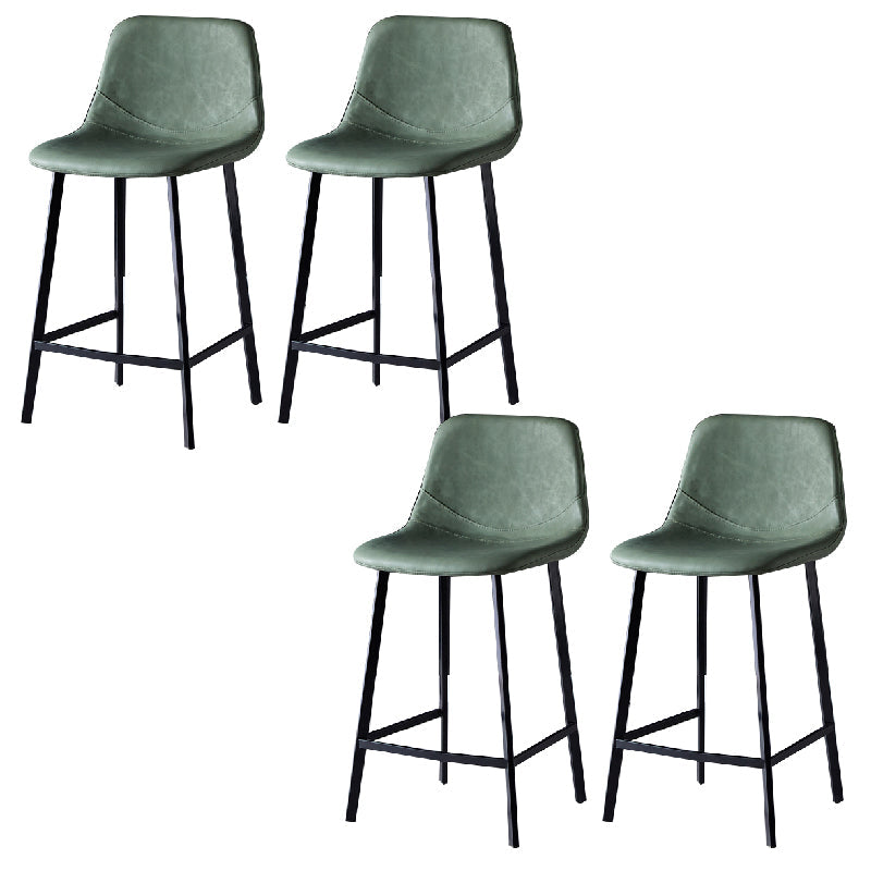 Contemporary Counter Stool Faux Leather Living Room Bar Stool with Metal Legs Green 4 Piece Set Counter Stool(26"H) Clearhalo 'Bar Furniture' 'Bar Stools' 'bar_stools' 'furn' 'furn_bar_stools' 'Furniture' 'Kitchen & Dining Furniture' 6276431