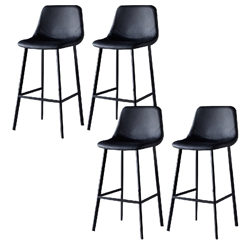 Contemporary Counter Stool Faux Leather Living Room Bar Stool with Metal Legs Matte Black 4 Piece Set Bar Stool(30"H) Clearhalo 'Bar Furniture' 'Bar Stools' 'bar_stools' 'furn' 'furn_bar_stools' 'Furniture' 'Kitchen & Dining Furniture' 6276433