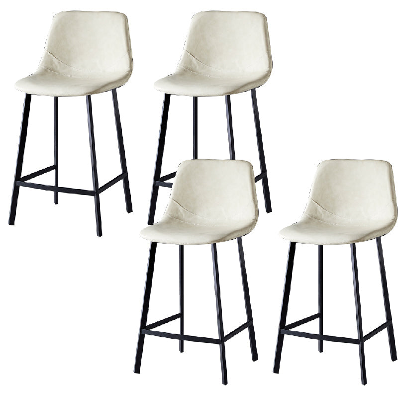 Contemporary Counter Stool Faux Leather Living Room Bar Stool with Metal Legs Off-White 4 Piece Set Counter Stool(26"H) Clearhalo 'Bar Furniture' 'Bar Stools' 'bar_stools' 'furn' 'furn_bar_stools' 'Furniture' 'Kitchen & Dining Furniture' 6276434