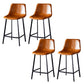 Contemporary Counter Stool Faux Leather Living Room Bar Stool with Metal Legs Light Brown 4 Piece Set Counter Stool(26"H) Clearhalo 'Bar Furniture' 'Bar Stools' 'bar_stools' 'furn' 'furn_bar_stools' 'Furniture' 'Kitchen & Dining Furniture' 6276435