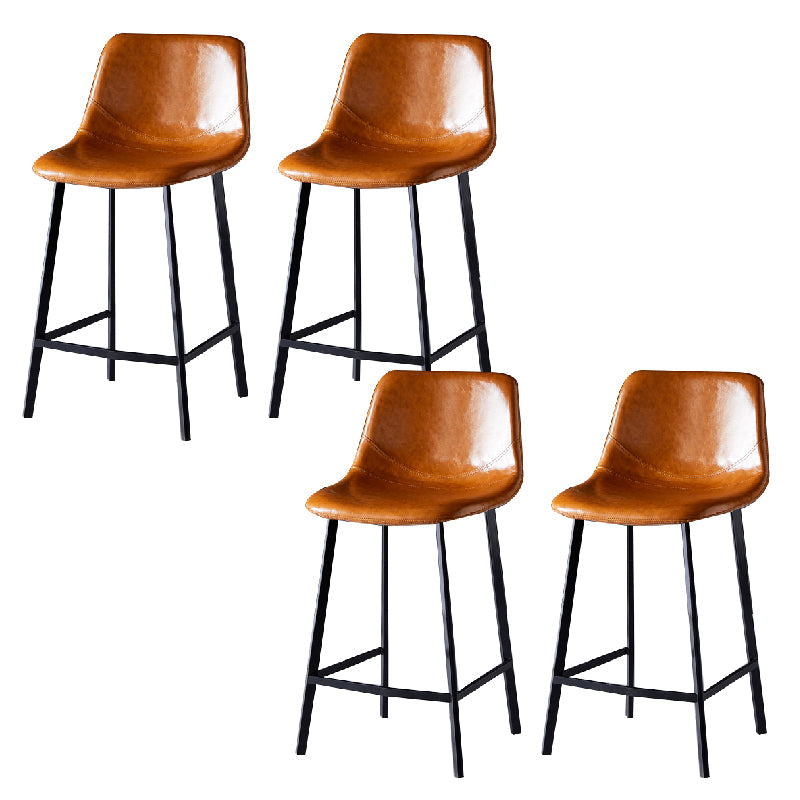 Contemporary Counter Stool Faux Leather Living Room Bar Stool with Metal Legs Light Brown 4 Piece Set Counter Stool(26"H) Clearhalo 'Bar Furniture' 'Bar Stools' 'bar_stools' 'furn' 'furn_bar_stools' 'Furniture' 'Kitchen & Dining Furniture' 6276435