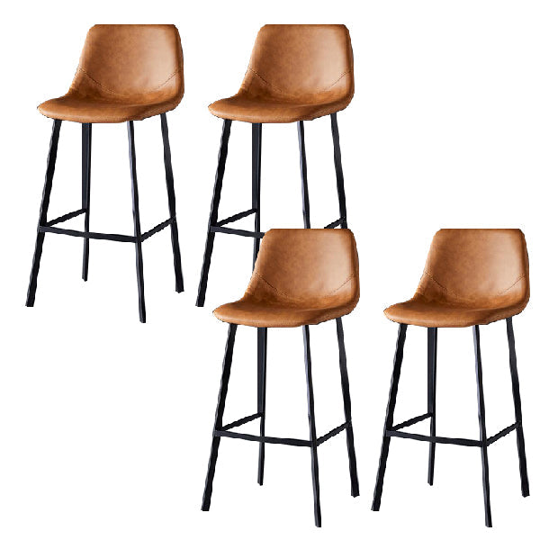 Contemporary Counter Stool Faux Leather Living Room Bar Stool with Metal Legs Brown 4 Piece Set Bar Stool(30"H) Clearhalo 'Bar Furniture' 'Bar Stools' 'bar_stools' 'furn' 'furn_bar_stools' 'Furniture' 'Kitchen & Dining Furniture' 6276436