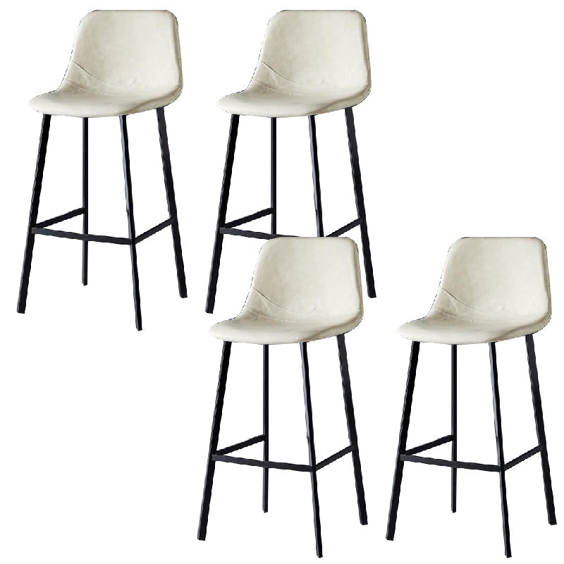 Contemporary Counter Stool Faux Leather Living Room Bar Stool with Metal Legs Off-White 4 Piece Set Bar Stool(30"H) Clearhalo 'Bar Furniture' 'Bar Stools' 'bar_stools' 'furn' 'furn_bar_stools' 'Furniture' 'Kitchen & Dining Furniture' 6276440