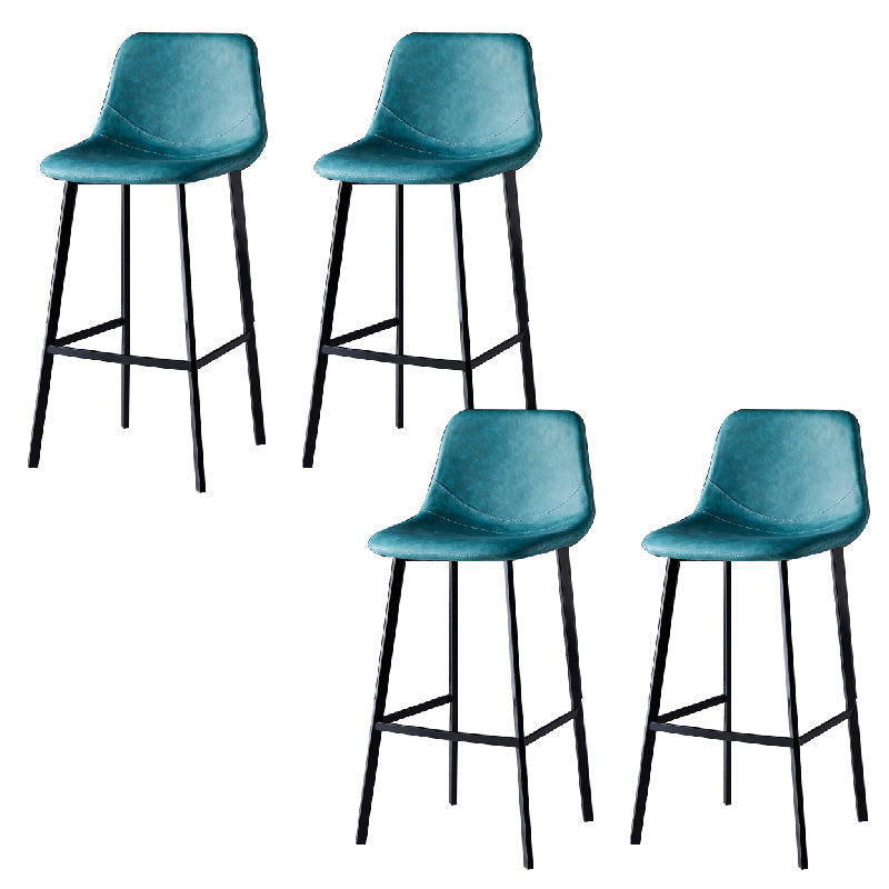 Contemporary Counter Stool Faux Leather Living Room Bar Stool with Metal Legs Lake Green 4 Piece Set Bar Stool(30"H) Clearhalo 'Bar Furniture' 'Bar Stools' 'bar_stools' 'furn' 'furn_bar_stools' 'Furniture' 'Kitchen & Dining Furniture' 6276441