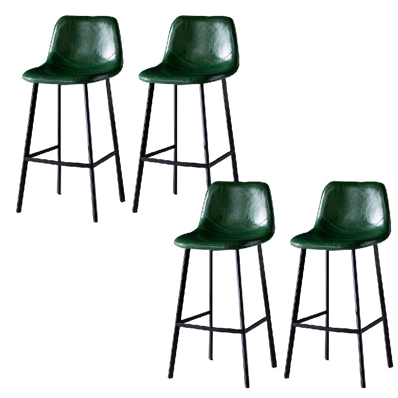 Contemporary Counter Stool Faux Leather Living Room Bar Stool with Metal Legs Blackish Green 4 Piece Set Bar Stool(30"H) Clearhalo 'Bar Furniture' 'Bar Stools' 'bar_stools' 'furn' 'furn_bar_stools' 'Furniture' 'Kitchen & Dining Furniture' 6276442