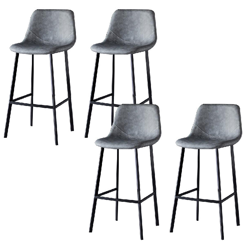 Contemporary Counter Stool Faux Leather Living Room Bar Stool with Metal Legs Grey 4 Piece Set Bar Stool(30"H) Clearhalo 'Bar Furniture' 'Bar Stools' 'bar_stools' 'furn' 'furn_bar_stools' 'Furniture' 'Kitchen & Dining Furniture' 6276443