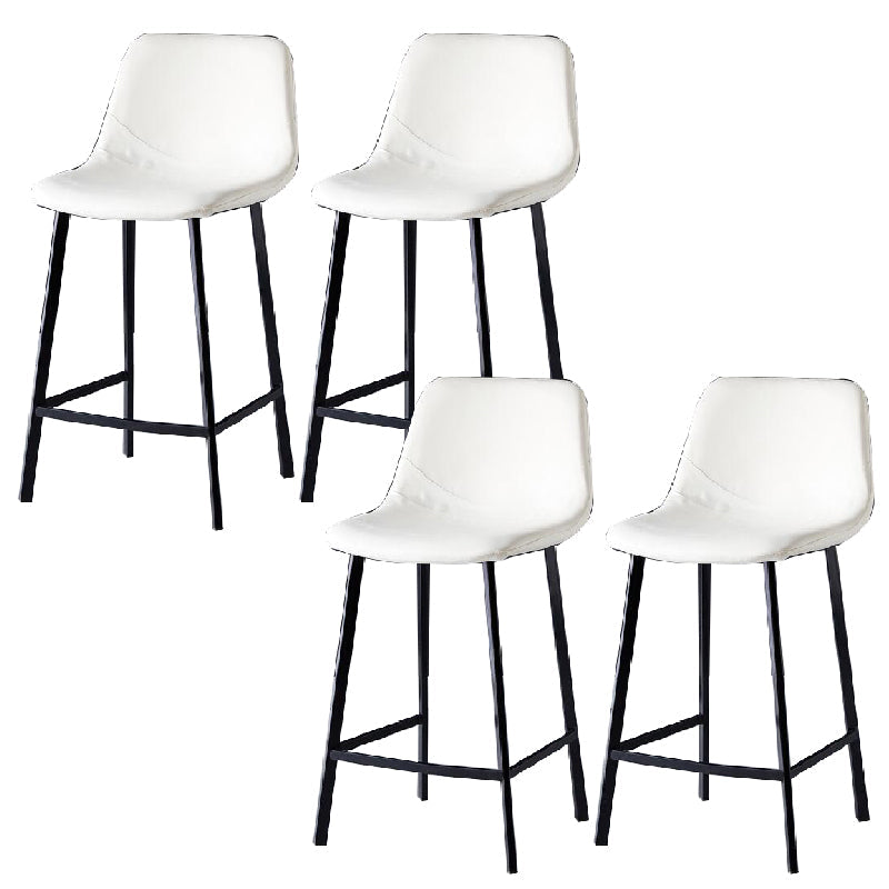 Contemporary Counter Stool Faux Leather Living Room Bar Stool with Metal Legs White 4 Piece Set Counter Stool(26"H) Clearhalo 'Bar Furniture' 'Bar Stools' 'bar_stools' 'furn' 'furn_bar_stools' 'Furniture' 'Kitchen & Dining Furniture' 6276444