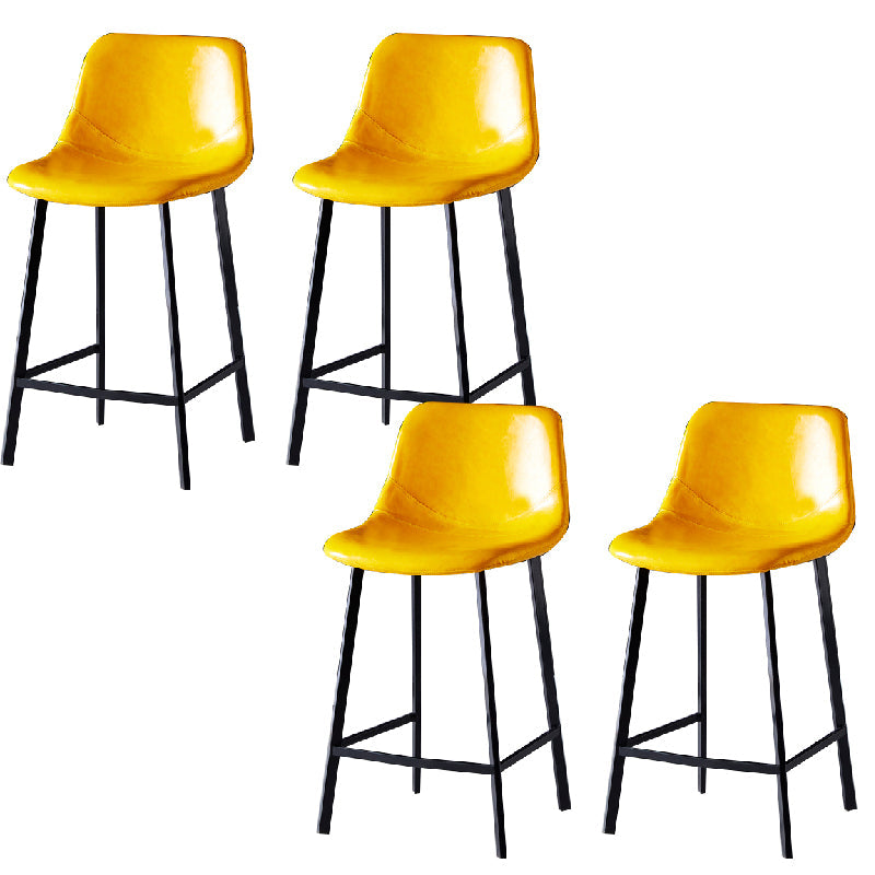 Contemporary Counter Stool Faux Leather Living Room Bar Stool with Metal Legs Yellow 4 Piece Set Counter Stool(26"H) Clearhalo 'Bar Furniture' 'Bar Stools' 'bar_stools' 'furn' 'furn_bar_stools' 'Furniture' 'Kitchen & Dining Furniture' 6276445