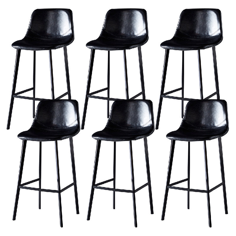 Contemporary Counter Stool Faux Leather Living Room Bar Stool with Metal Legs Black 6 Piece Set Bar Stool(30"H) Clearhalo 'Bar Furniture' 'Bar Stools' 'bar_stools' 'furn' 'furn_bar_stools' 'Furniture' 'Kitchen & Dining Furniture' 6276446