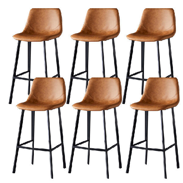 Contemporary Counter Stool Faux Leather Living Room Bar Stool with Metal Legs Brown 6 Piece Set Bar Stool(30"H) Clearhalo 'Bar Furniture' 'Bar Stools' 'bar_stools' 'furn' 'furn_bar_stools' 'Furniture' 'Kitchen & Dining Furniture' 6276447