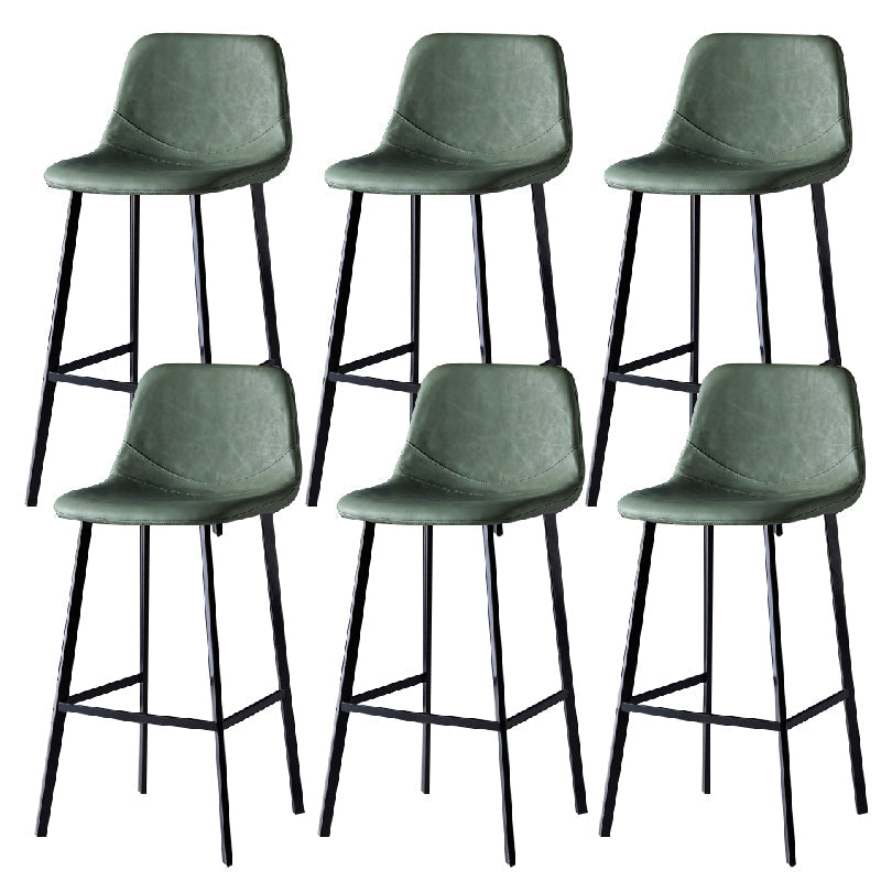 Contemporary Counter Stool Faux Leather Living Room Bar Stool with Metal Legs Green 6 Piece Set Bar Stool(30"H) Clearhalo 'Bar Furniture' 'Bar Stools' 'bar_stools' 'furn' 'furn_bar_stools' 'Furniture' 'Kitchen & Dining Furniture' 6276449