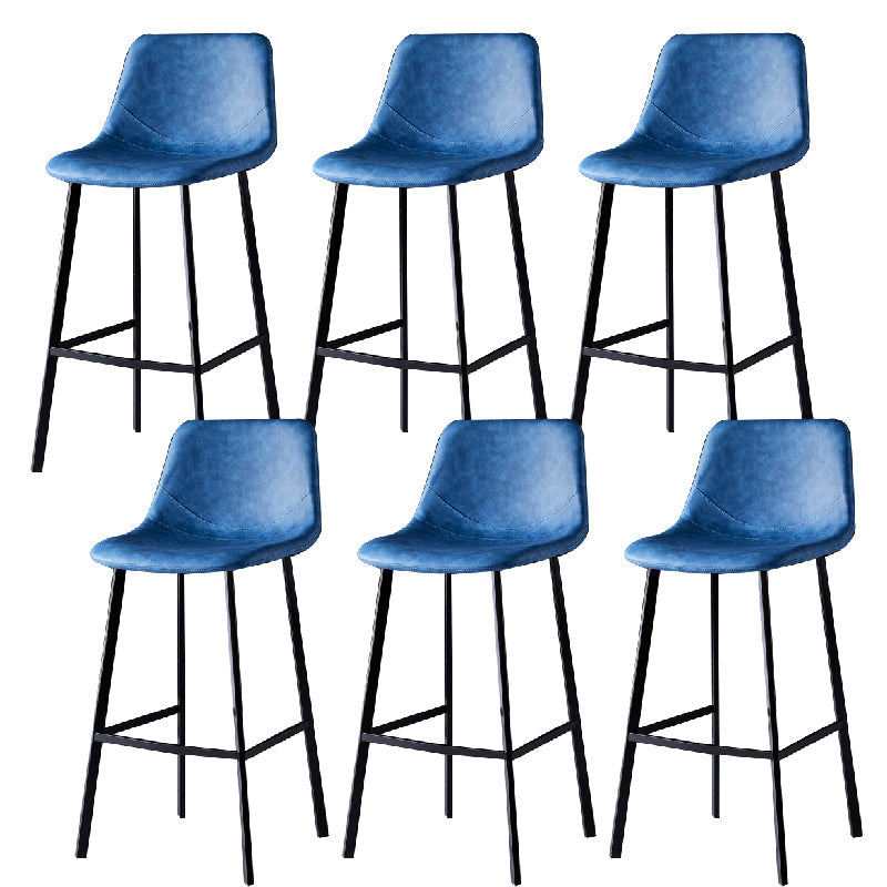 Contemporary Counter Stool Faux Leather Living Room Bar Stool with Metal Legs Blue 6 Piece Set Counter Stool(26"H) Clearhalo 'Bar Furniture' 'Bar Stools' 'bar_stools' 'furn' 'furn_bar_stools' 'Furniture' 'Kitchen & Dining Furniture' 6276450