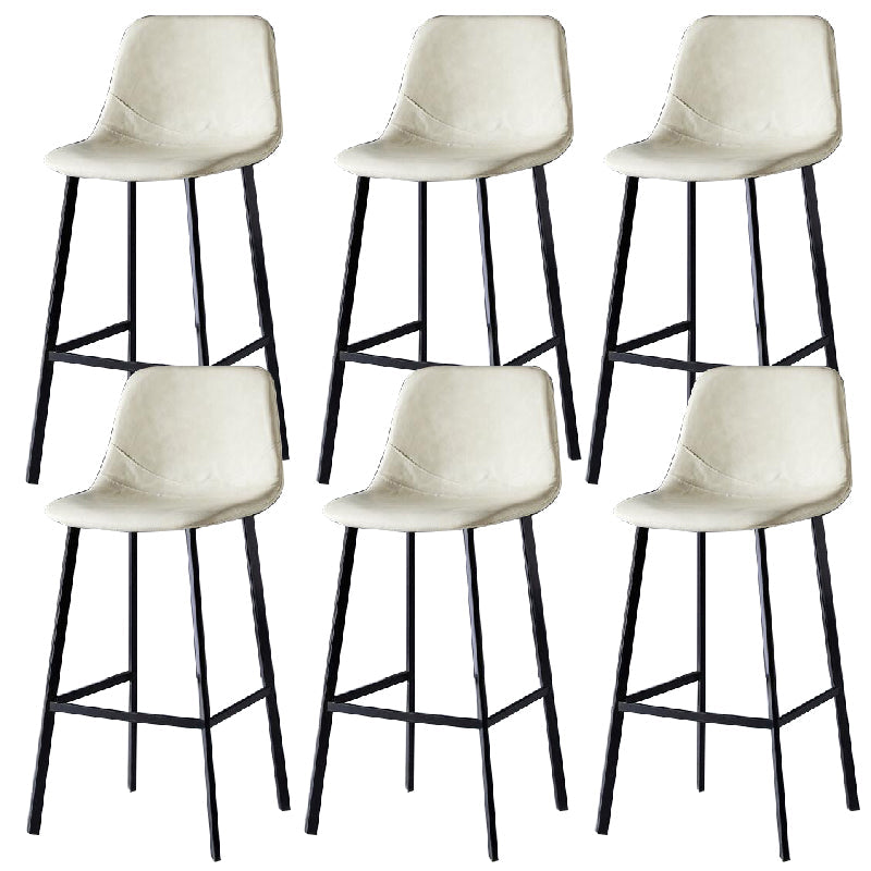Contemporary Counter Stool Faux Leather Living Room Bar Stool with Metal Legs Off-White 6 Piece Set Bar Stool(30"H) Clearhalo 'Bar Furniture' 'Bar Stools' 'bar_stools' 'furn' 'furn_bar_stools' 'Furniture' 'Kitchen & Dining Furniture' 6276451