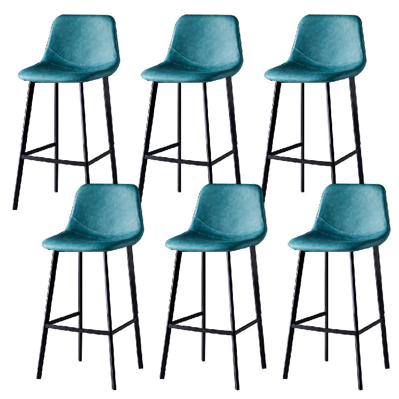 Contemporary Counter Stool Faux Leather Living Room Bar Stool with Metal Legs Lake Green 6 Piece Set Bar Stool(30"H) Clearhalo 'Bar Furniture' 'Bar Stools' 'bar_stools' 'furn' 'furn_bar_stools' 'Furniture' 'Kitchen & Dining Furniture' 6276452