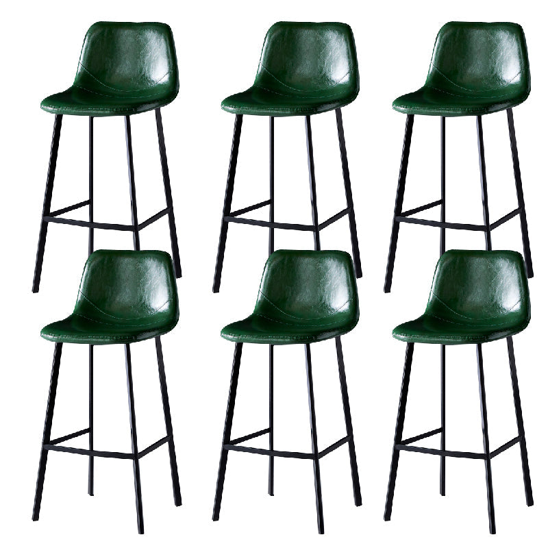 Contemporary Counter Stool Faux Leather Living Room Bar Stool with Metal Legs Blackish Green 6 Piece Set Bar Stool(30"H) Clearhalo 'Bar Furniture' 'Bar Stools' 'bar_stools' 'furn' 'furn_bar_stools' 'Furniture' 'Kitchen & Dining Furniture' 6276453