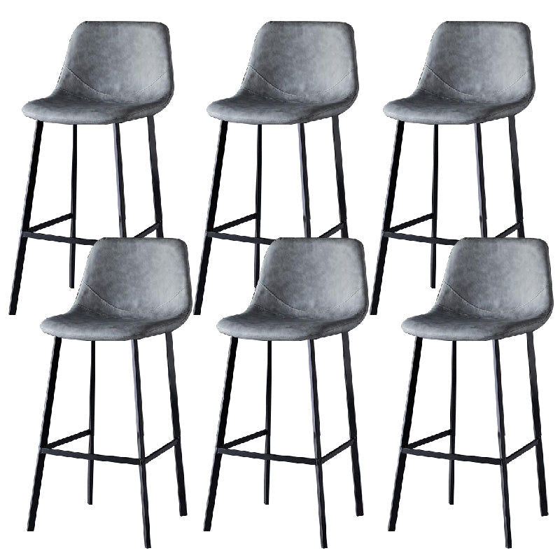 Contemporary Counter Stool Faux Leather Living Room Bar Stool with Metal Legs Grey 6 Piece Set Bar Stool(30"H) Clearhalo 'Bar Furniture' 'Bar Stools' 'bar_stools' 'furn' 'furn_bar_stools' 'Furniture' 'Kitchen & Dining Furniture' 6276454