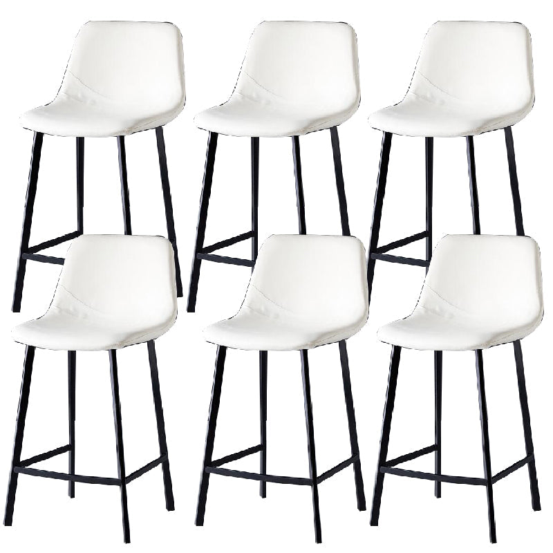 Contemporary Counter Stool Faux Leather Living Room Bar Stool with Metal Legs White 6 Piece Set Counter Stool(26"H) Clearhalo 'Bar Furniture' 'Bar Stools' 'bar_stools' 'furn' 'furn_bar_stools' 'Furniture' 'Kitchen & Dining Furniture' 6276455