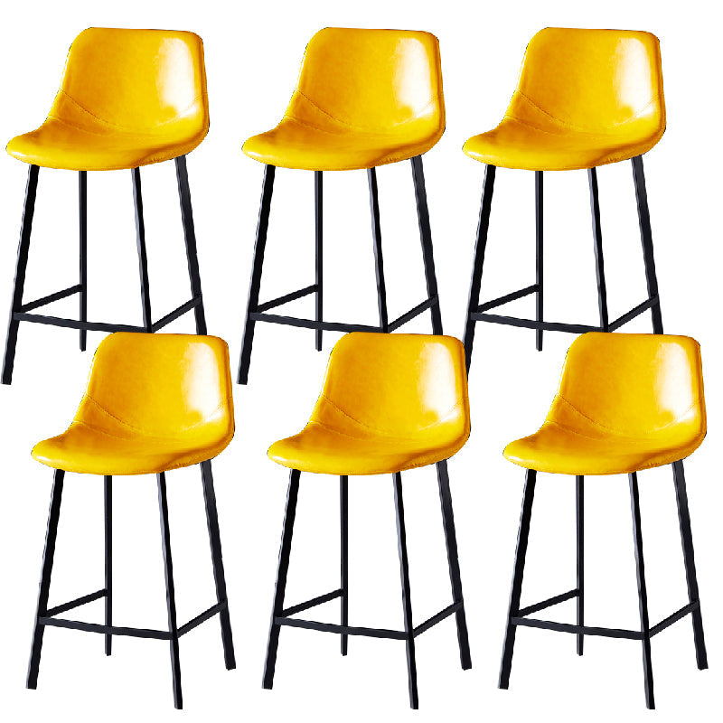 Contemporary Counter Stool Faux Leather Living Room Bar Stool with Metal Legs Yellow 6 Piece Set Counter Stool(26"H) Clearhalo 'Bar Furniture' 'Bar Stools' 'bar_stools' 'furn' 'furn_bar_stools' 'Furniture' 'Kitchen & Dining Furniture' 6276456