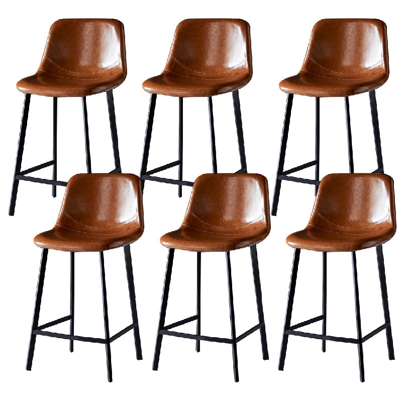 Contemporary Counter Stool Faux Leather Living Room Bar Stool with Metal Legs Khaki 6 Piece Set Counter Stool(26"H) Clearhalo 'Bar Furniture' 'Bar Stools' 'bar_stools' 'furn' 'furn_bar_stools' 'Furniture' 'Kitchen & Dining Furniture' 6276457