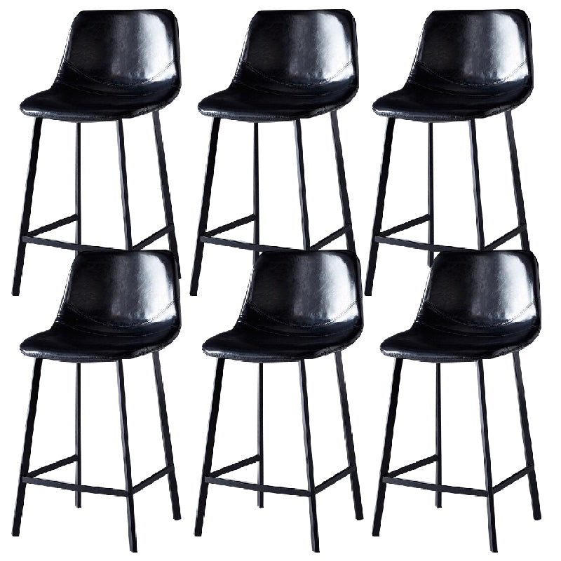 Contemporary Counter Stool Faux Leather Living Room Bar Stool with Metal Legs Black 6 Piece Set Counter Stool(26"H) Clearhalo 'Bar Furniture' 'Bar Stools' 'bar_stools' 'furn' 'furn_bar_stools' 'Furniture' 'Kitchen & Dining Furniture' 6276458