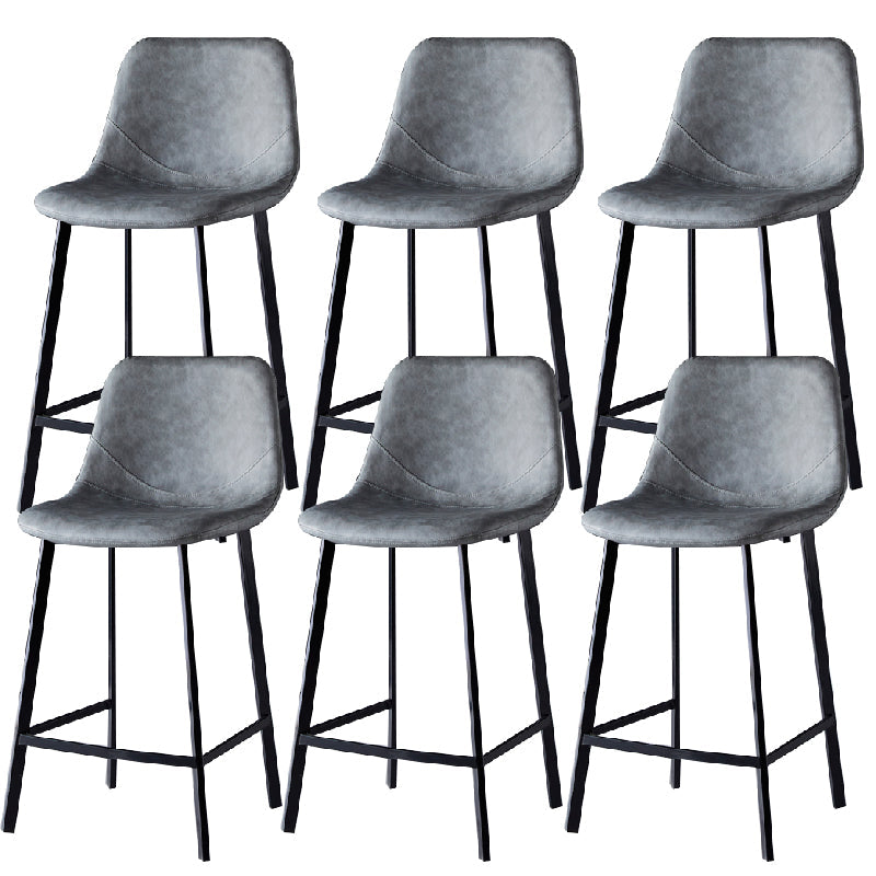 Contemporary Counter Stool Faux Leather Living Room Bar Stool with Metal Legs Grey 6 Piece Set Counter Stool(26"H) Clearhalo 'Bar Furniture' 'Bar Stools' 'bar_stools' 'furn' 'furn_bar_stools' 'Furniture' 'Kitchen & Dining Furniture' 6276459