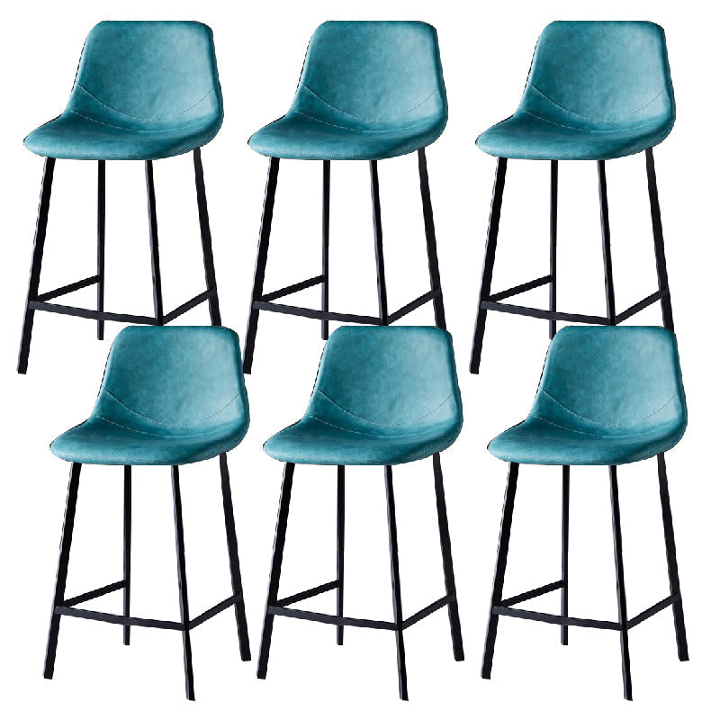 Contemporary Counter Stool Faux Leather Living Room Bar Stool with Metal Legs Lake Green 6 Piece Set Counter Stool(26"H) Clearhalo 'Bar Furniture' 'Bar Stools' 'bar_stools' 'furn' 'furn_bar_stools' 'Furniture' 'Kitchen & Dining Furniture' 6276460