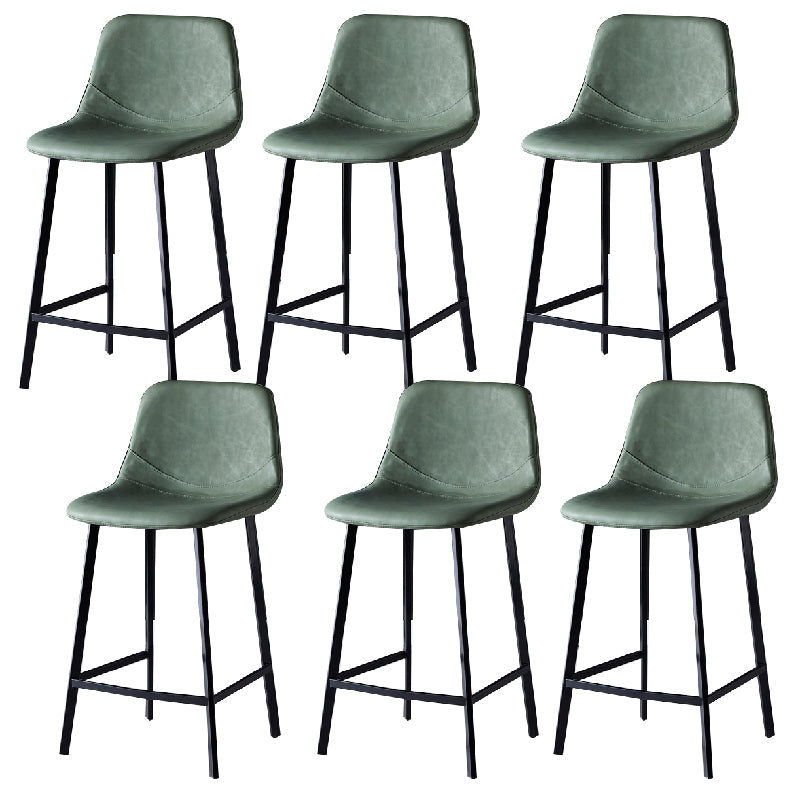 Contemporary Counter Stool Faux Leather Living Room Bar Stool with Metal Legs Green 6 Piece Set Counter Stool(26"H) Clearhalo 'Bar Furniture' 'Bar Stools' 'bar_stools' 'furn' 'furn_bar_stools' 'Furniture' 'Kitchen & Dining Furniture' 6276461