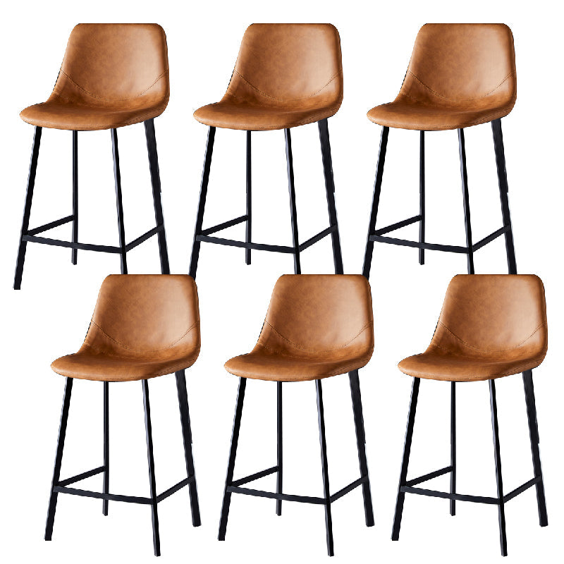 Contemporary Counter Stool Faux Leather Living Room Bar Stool with Metal Legs Brown 6 Piece Set Counter Stool(26"H) Clearhalo 'Bar Furniture' 'Bar Stools' 'bar_stools' 'furn' 'furn_bar_stools' 'Furniture' 'Kitchen & Dining Furniture' 6276462